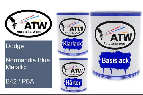 Dodge, Normandie Blue Metallic, B42 / PBA: 1L Lackdose + 1L Klarlack + 500ml Härter - Set, von ATW Autoteile West.